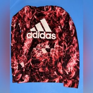 boys medium adidas hoodie 
black and red with white undertones in the red